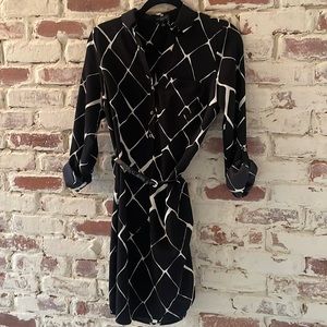 The Limited Black and White Geometric Long Sleeve Dress